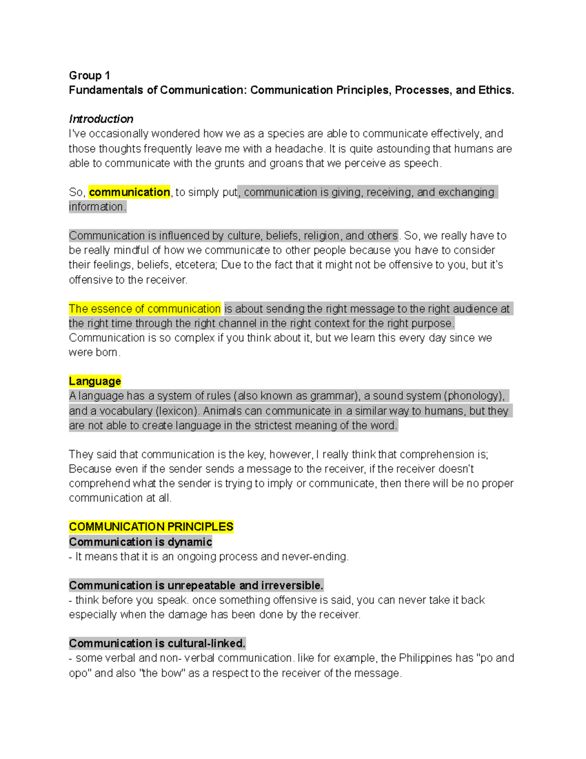 Group 1 reporting draft 4 sha jerico - Group 1 Fundamentals of ...