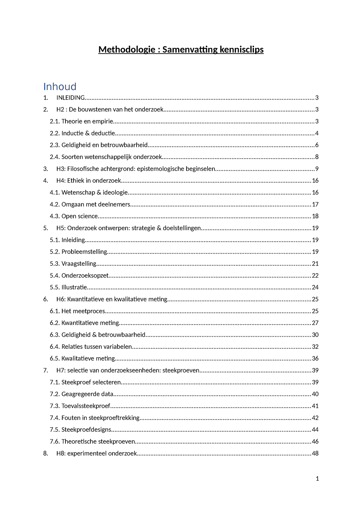 Kennisclips Methodologie - Methodologie : Samenvatting Kennisclips ...