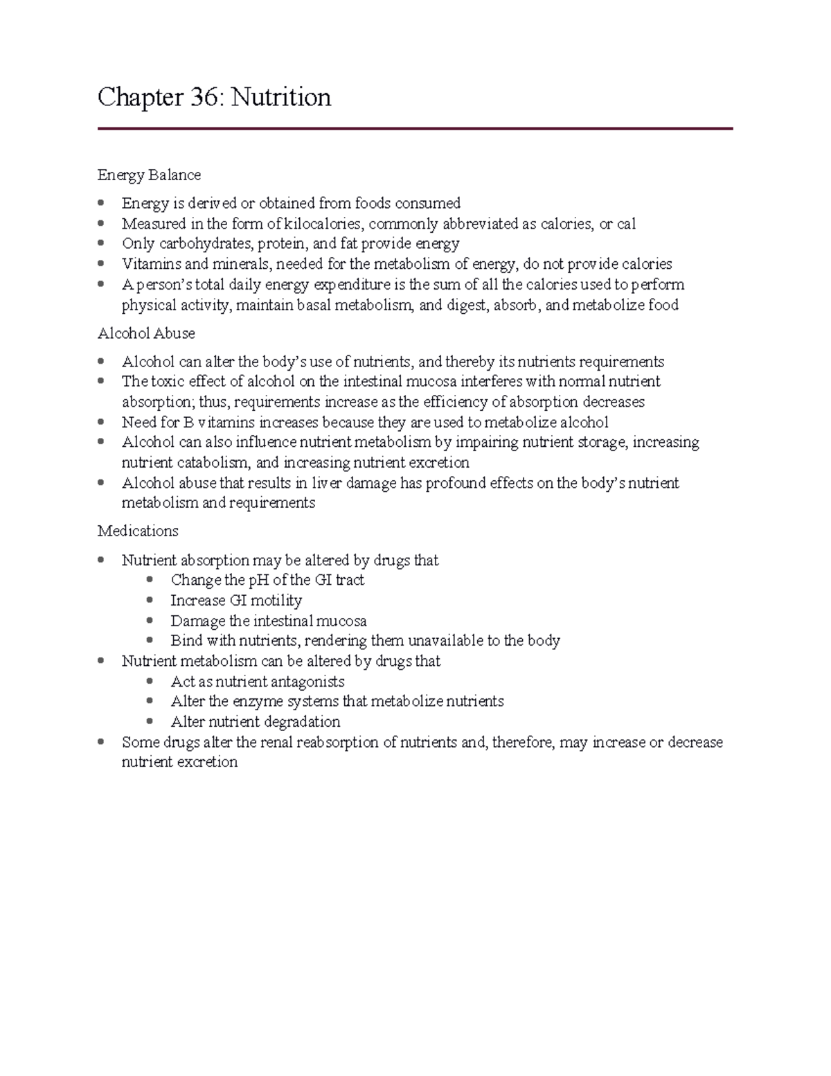 Chapter 31 Outline Fundamentals - Chapter 36: Nutrition Energy Balance ...