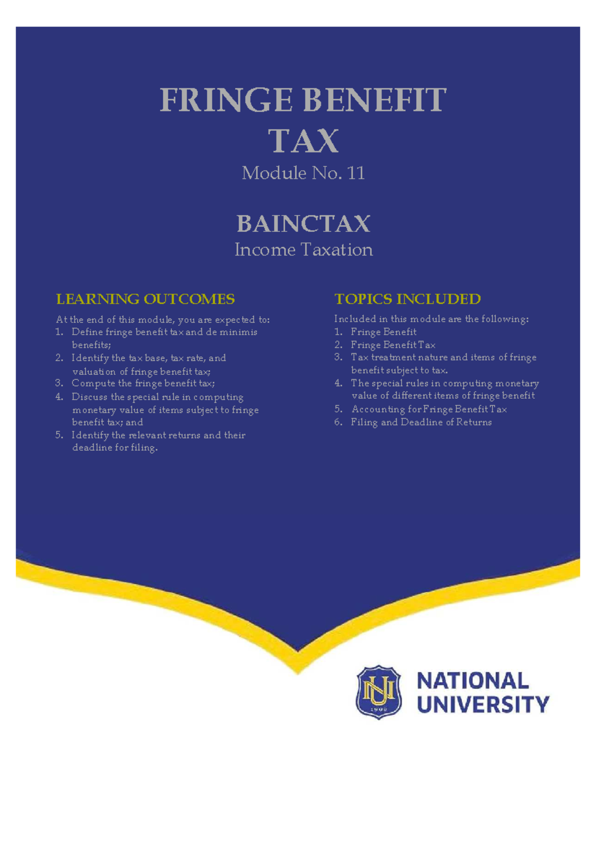 Module11fringebenefittax compress FRINGE BENEFIT TAX Module No