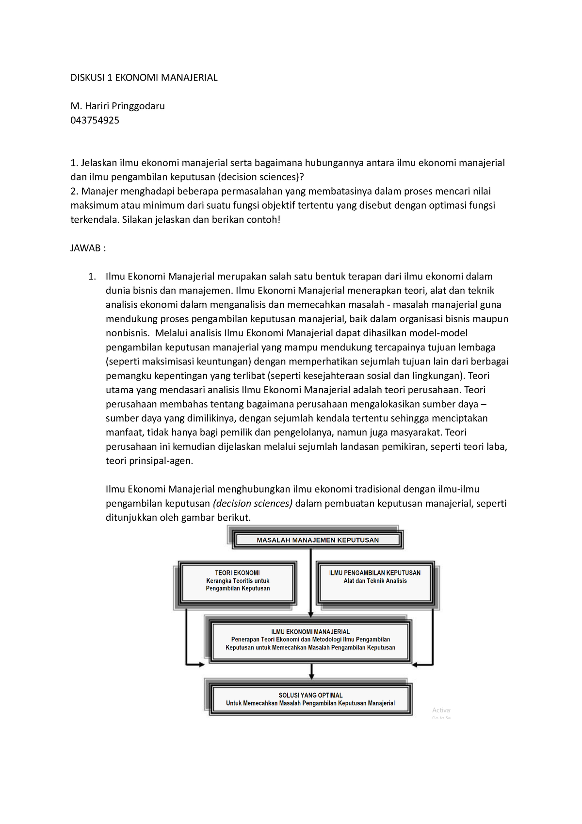 Diskusi 1 Ekonomi Manajerial - DISKUSI 1 EKONOMI MANAJERIAL M. Hariri ...