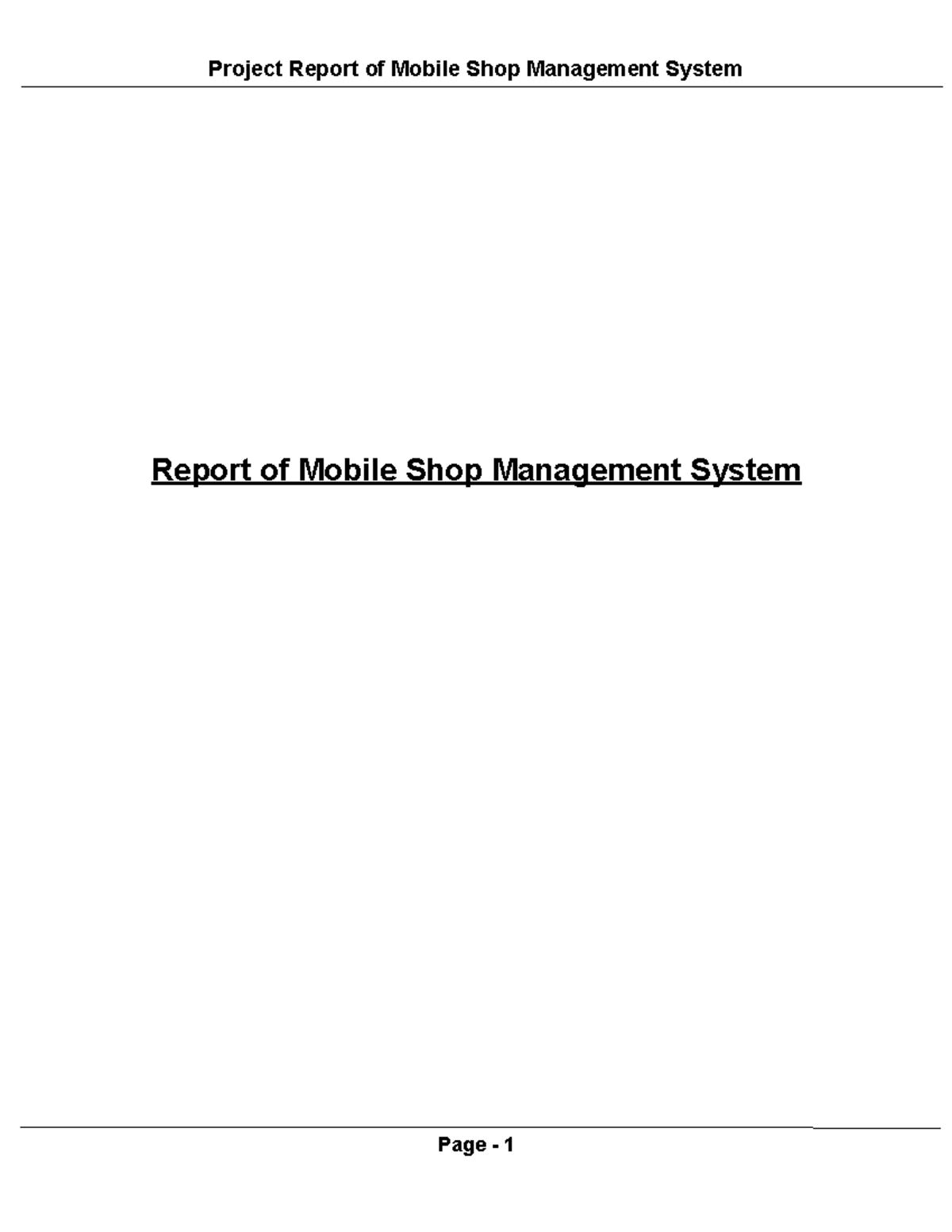 Toaz - Proper notes - Report of Mobile Shop Management System ...