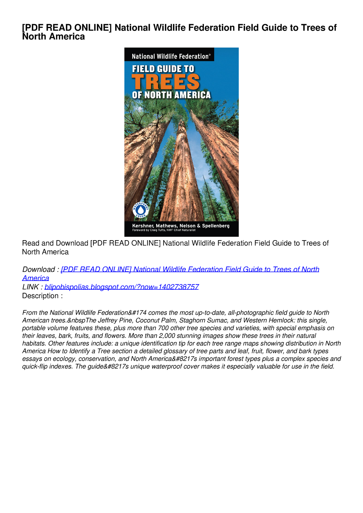 [PDF READ ONLINE] National Wildlife Federation Field Guide to Trees of ...