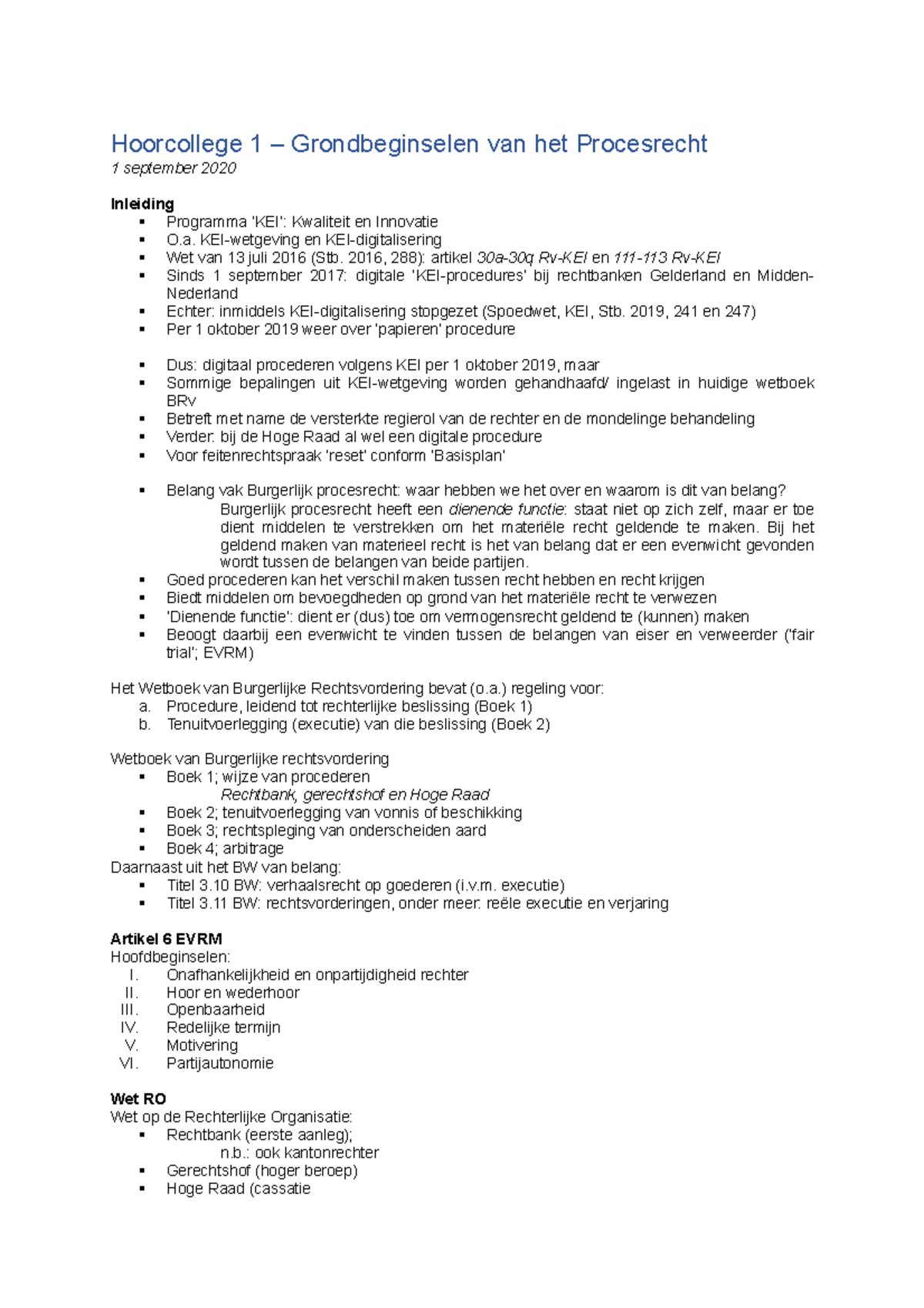 Burgerlijk(proces)recht Hoorcolleges - Hoorcollege 1 Grondbeginselen ...