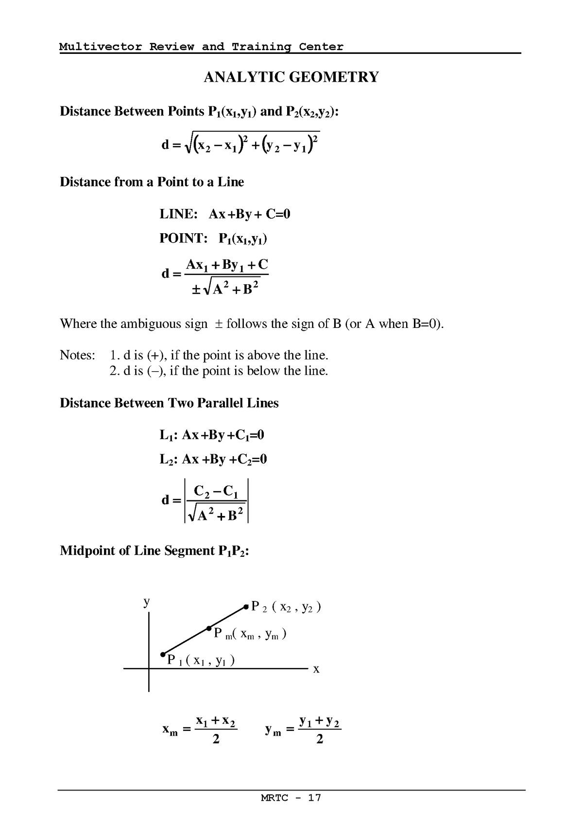 analytic geometry assignment mpm2d