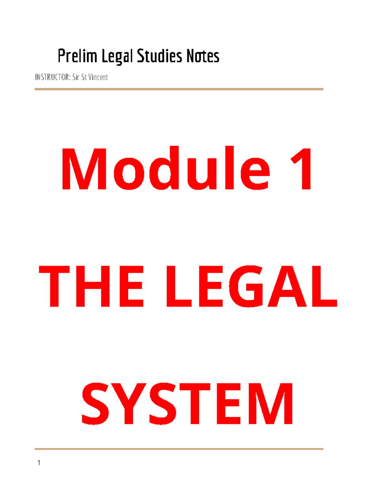 Prelim LS Notes - Prelim Legal Studies Notes INSTRUCTOR: Sir St Vincent ...