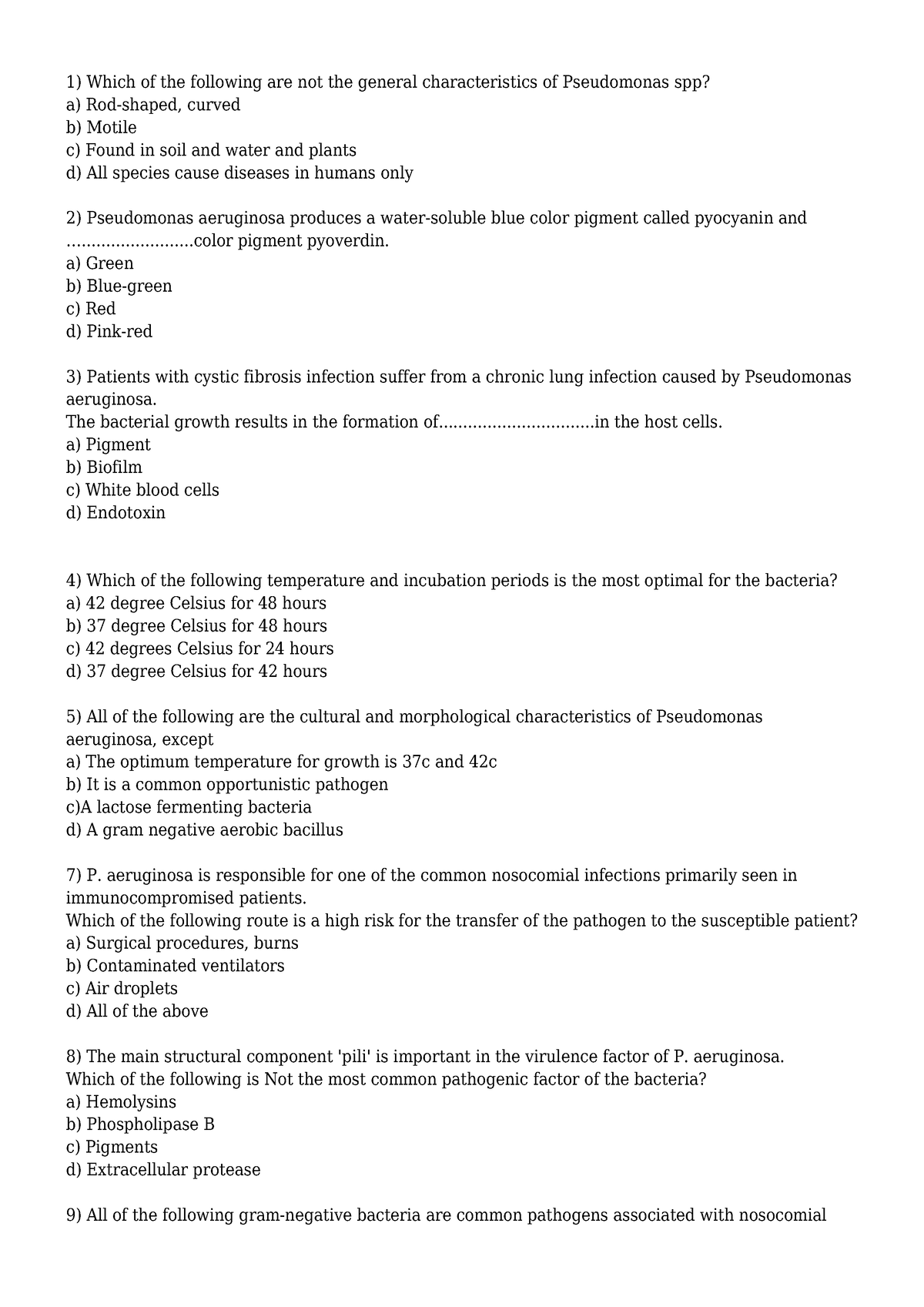 Psuedomonas acinetobacter uncommon gram negative bacteria - Which of ...