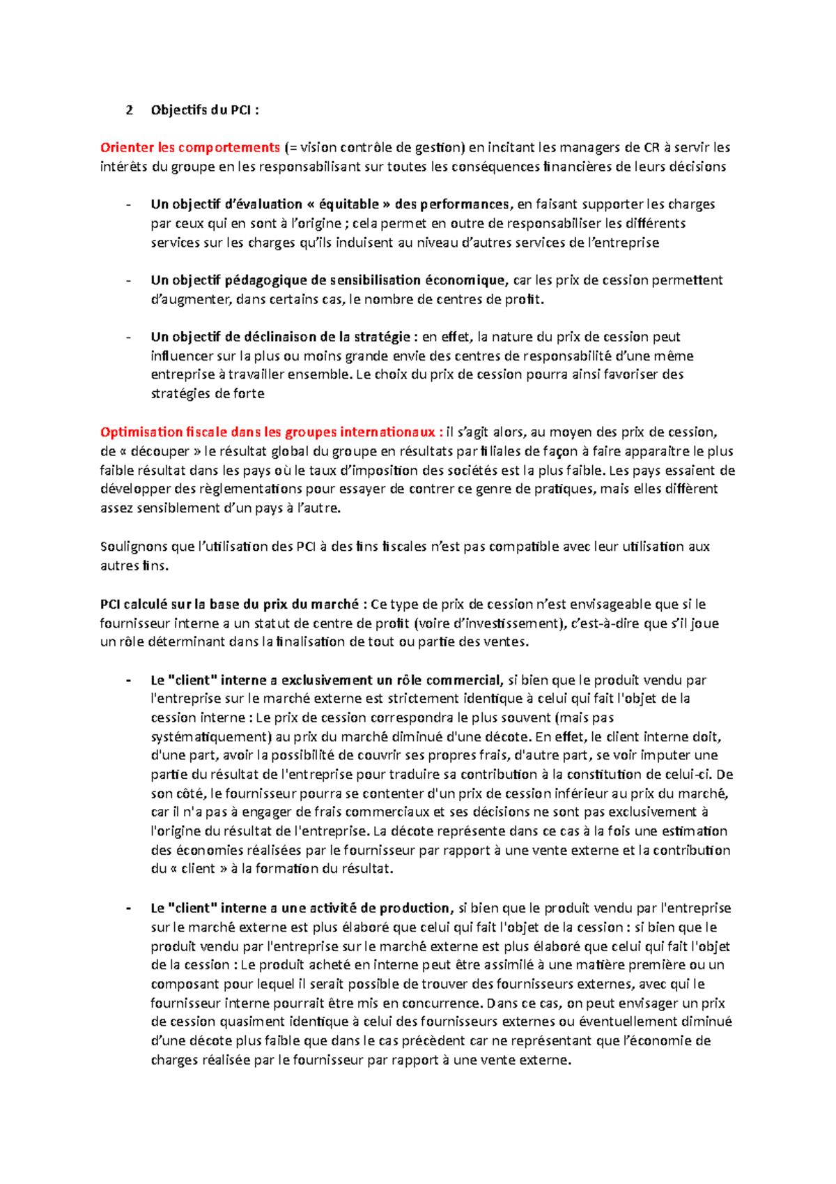 Notions POUR EXAM CDG - Notes de cours - 2 Objectifs du PCI : Orienter ...