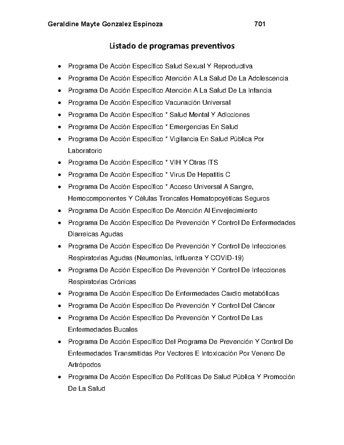 Listado de programas preventivos - Listado de programas preventivos ...