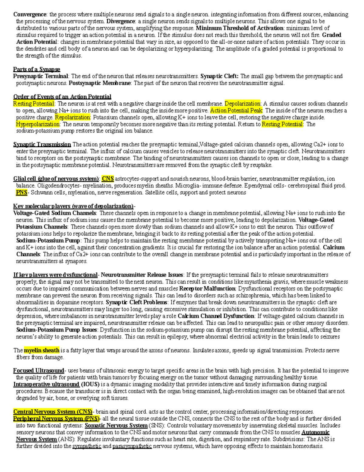 ANP Final study guide - Convergence: the process where multiple neurons ...