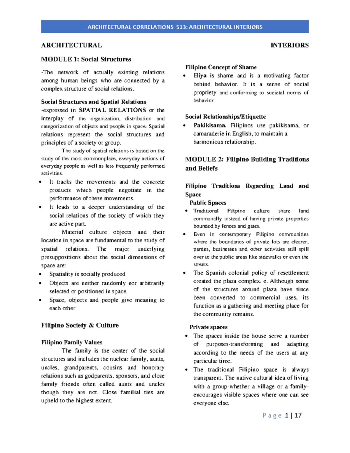 ARCH Interior - AAA - ARCHITECTURAL INTERIORS MODULE 1: Social ...