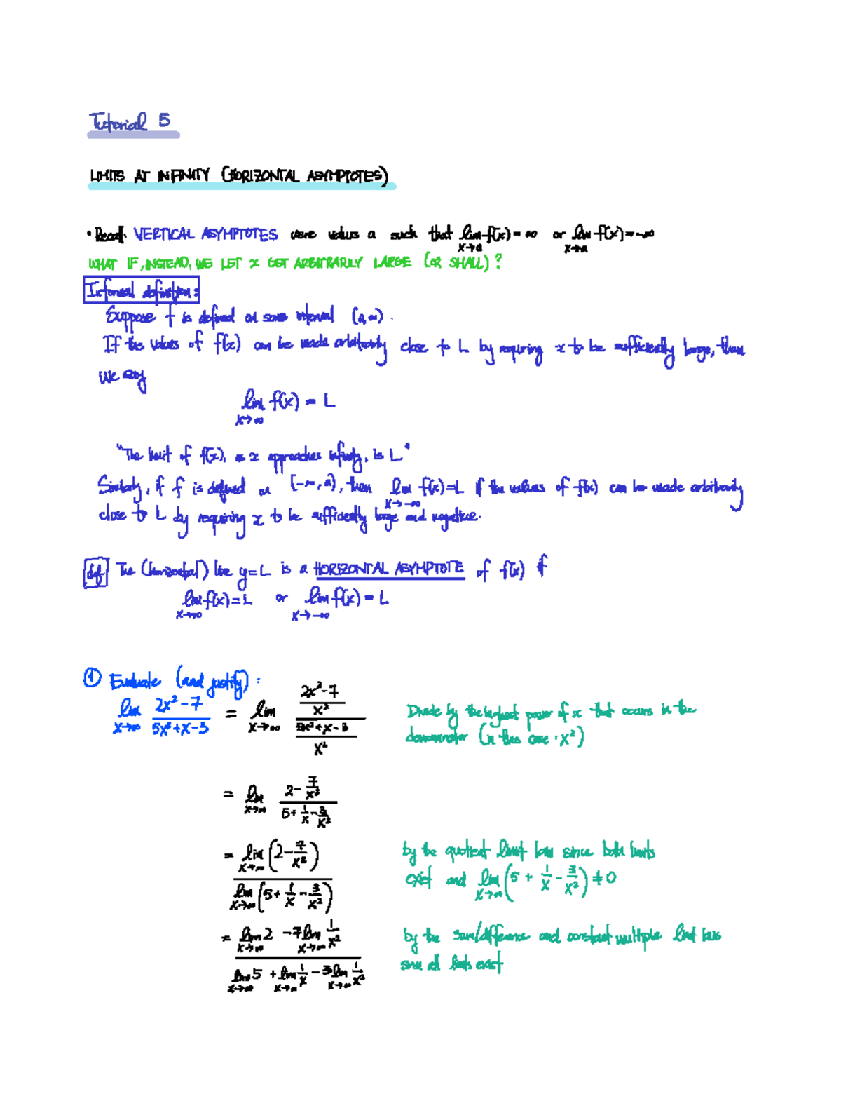 2022.09.26+calc+1000A+tutorial+5 - Tutorial 5 LIMITS ATINFINITY ...