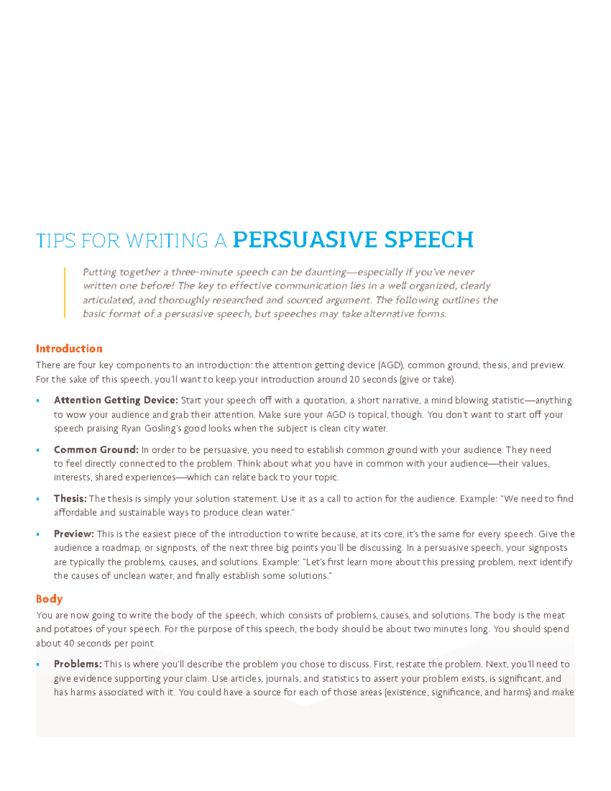 call to action with persuasive speech