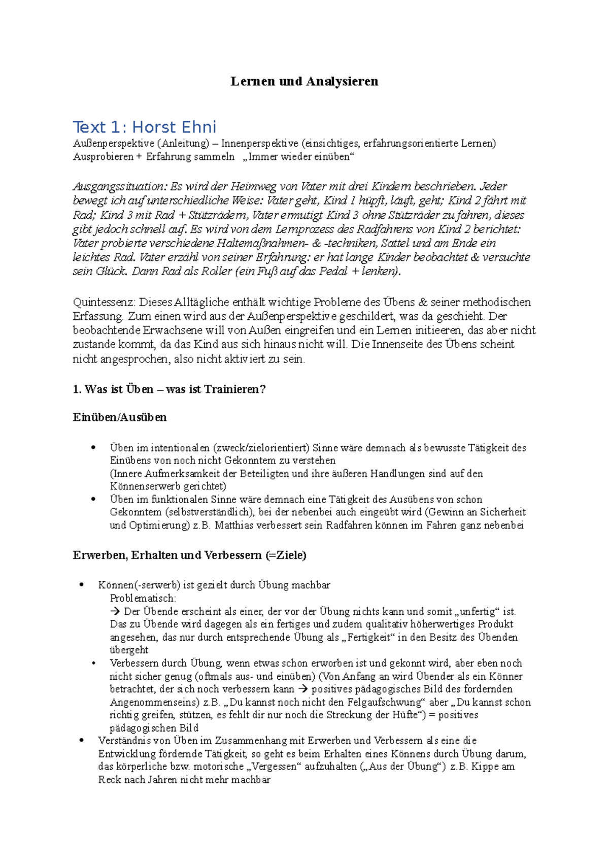 Lernen und Analysieren - Lernen und Analysieren Text 1: Horst Ehni ...