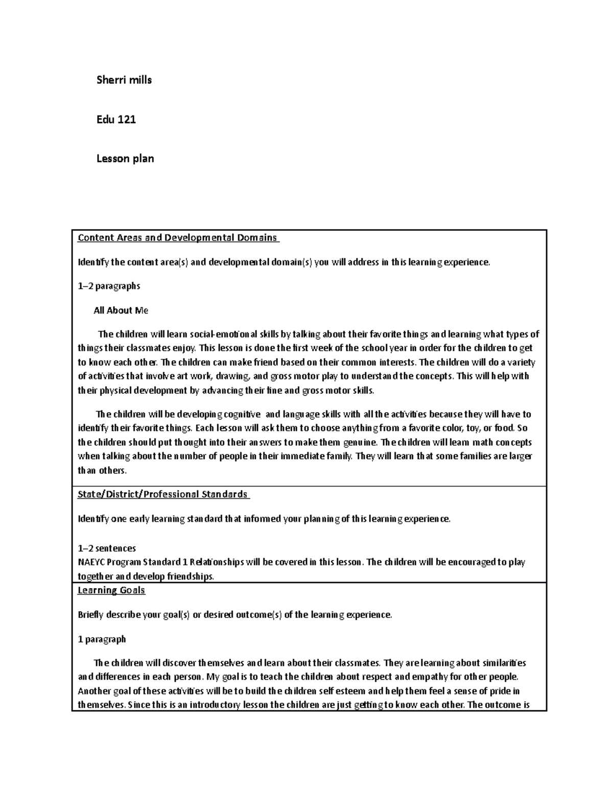 Lesson plan microsoft word redo sm - Sherri mills Edu 121 Lesson plan ...
