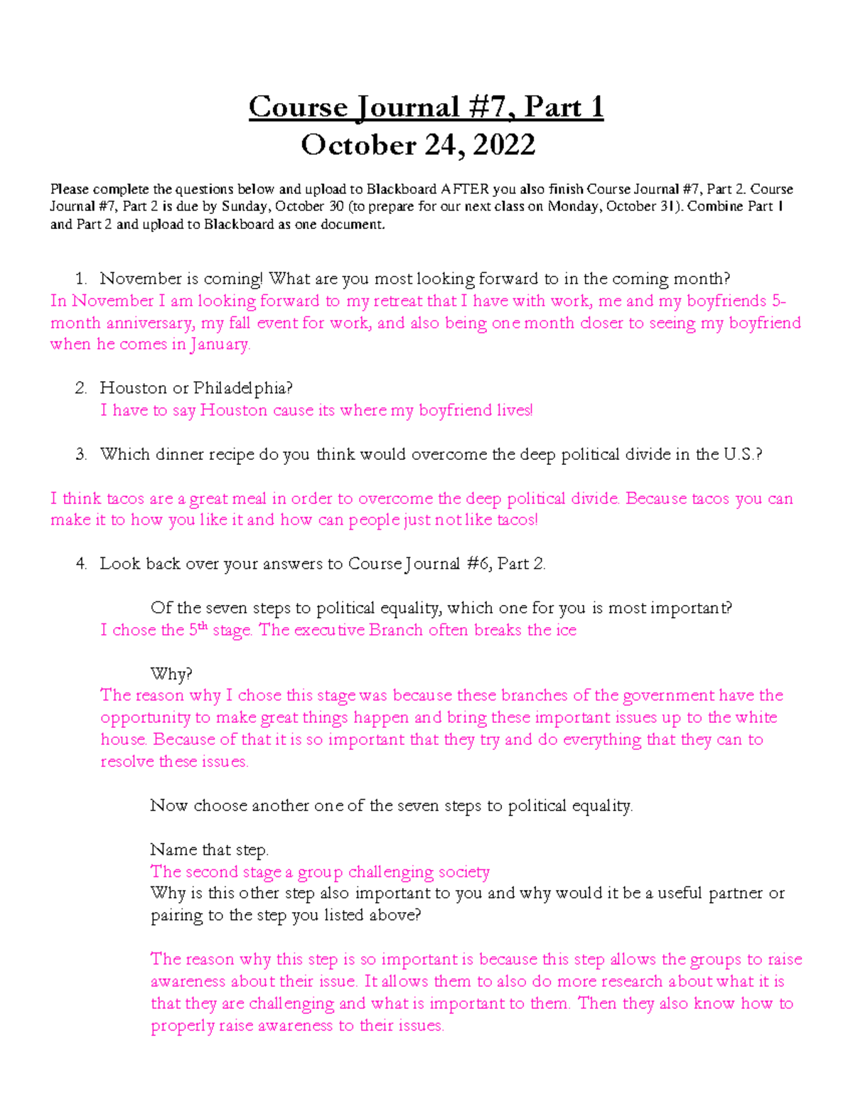 Course Journal 7, Part 1 (1) Course Journal 7, Part 1 October 24