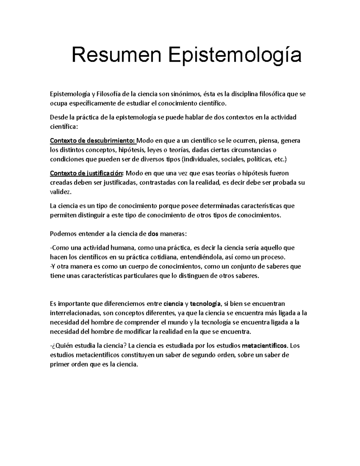 Resumen Epistemología - Resumen Epistemología Epistemología Y Filosofía ...