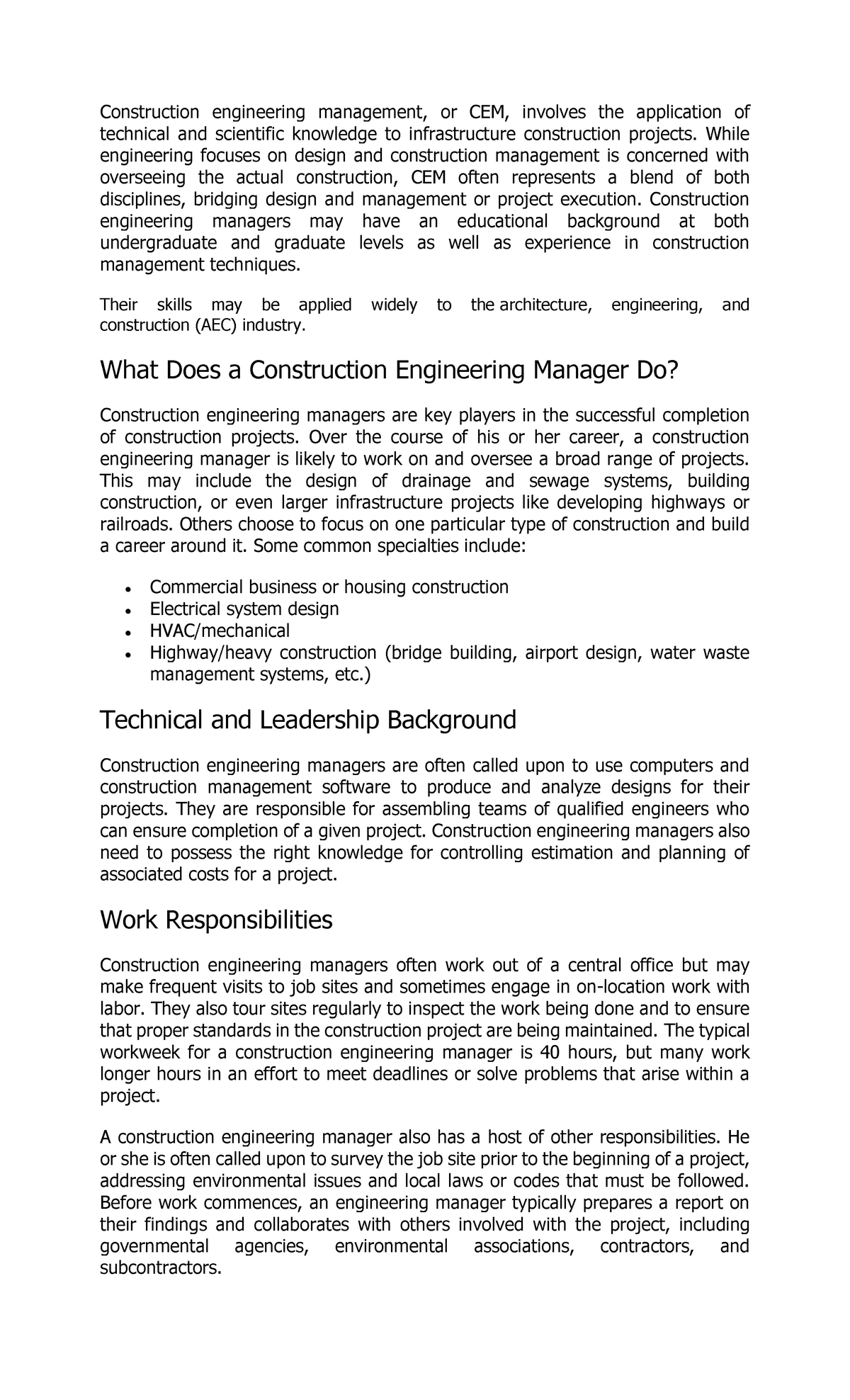 construction engineering management thesis