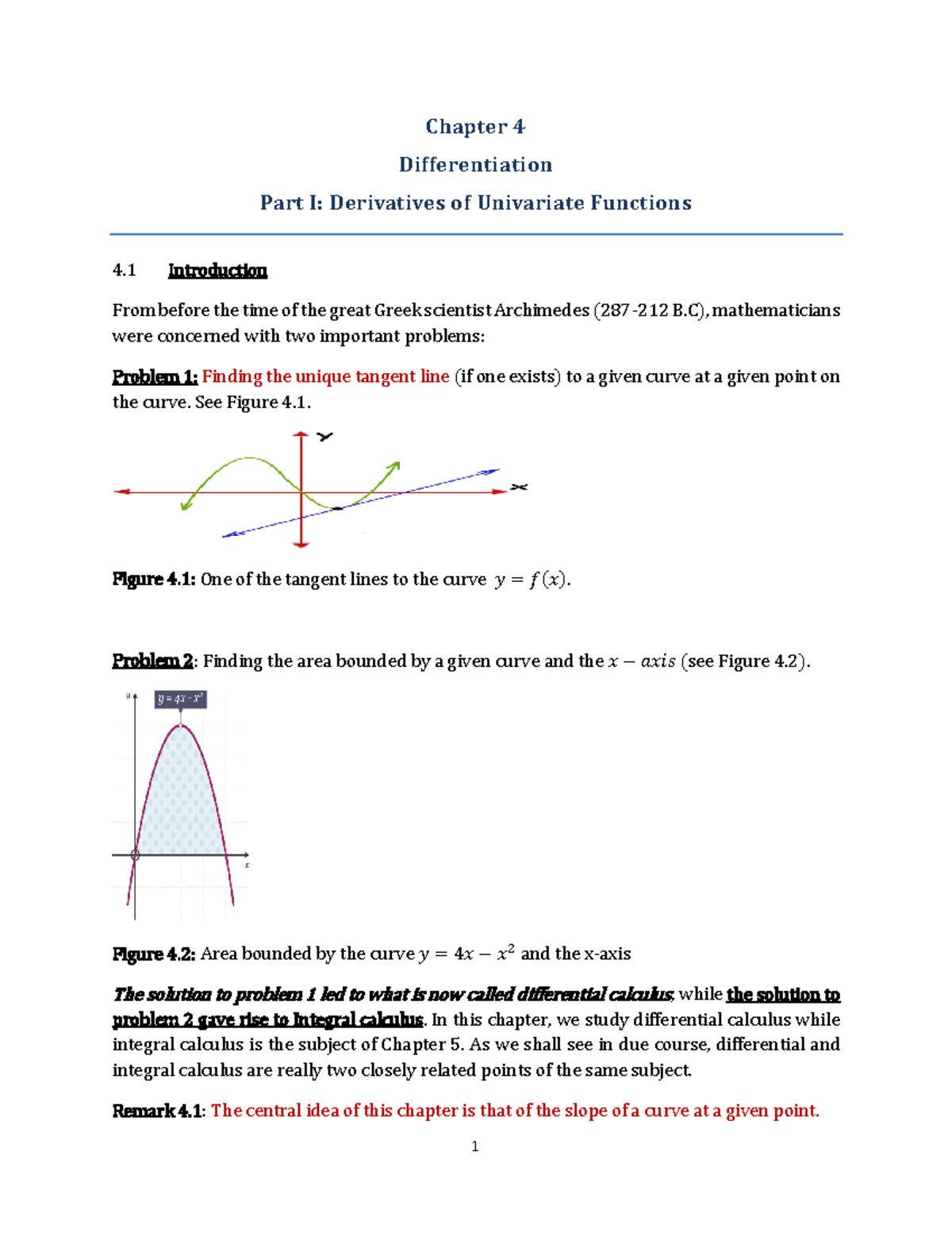 Chapter 4 Differentiation - Chapter 4 Differentiation Part I ...