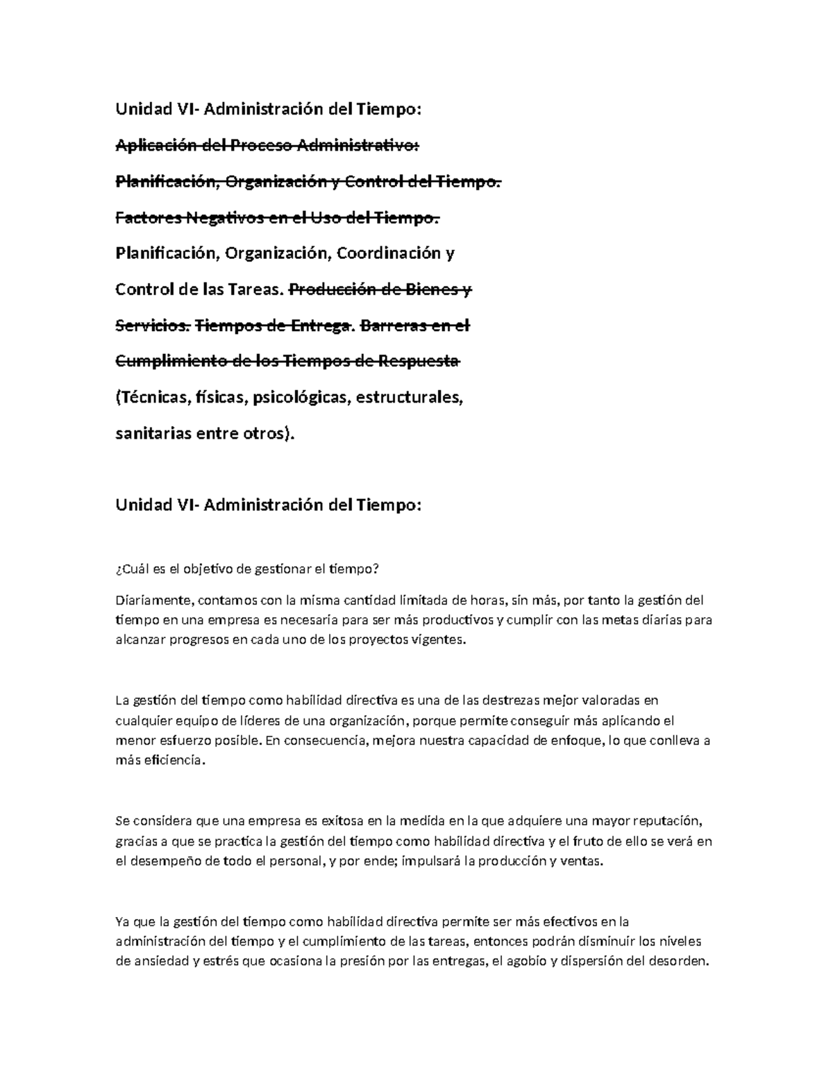 Tecnicas Gerenciales Exposición Unidad Vi Administración Del Tiempo Aplicación Del Proceso 6483