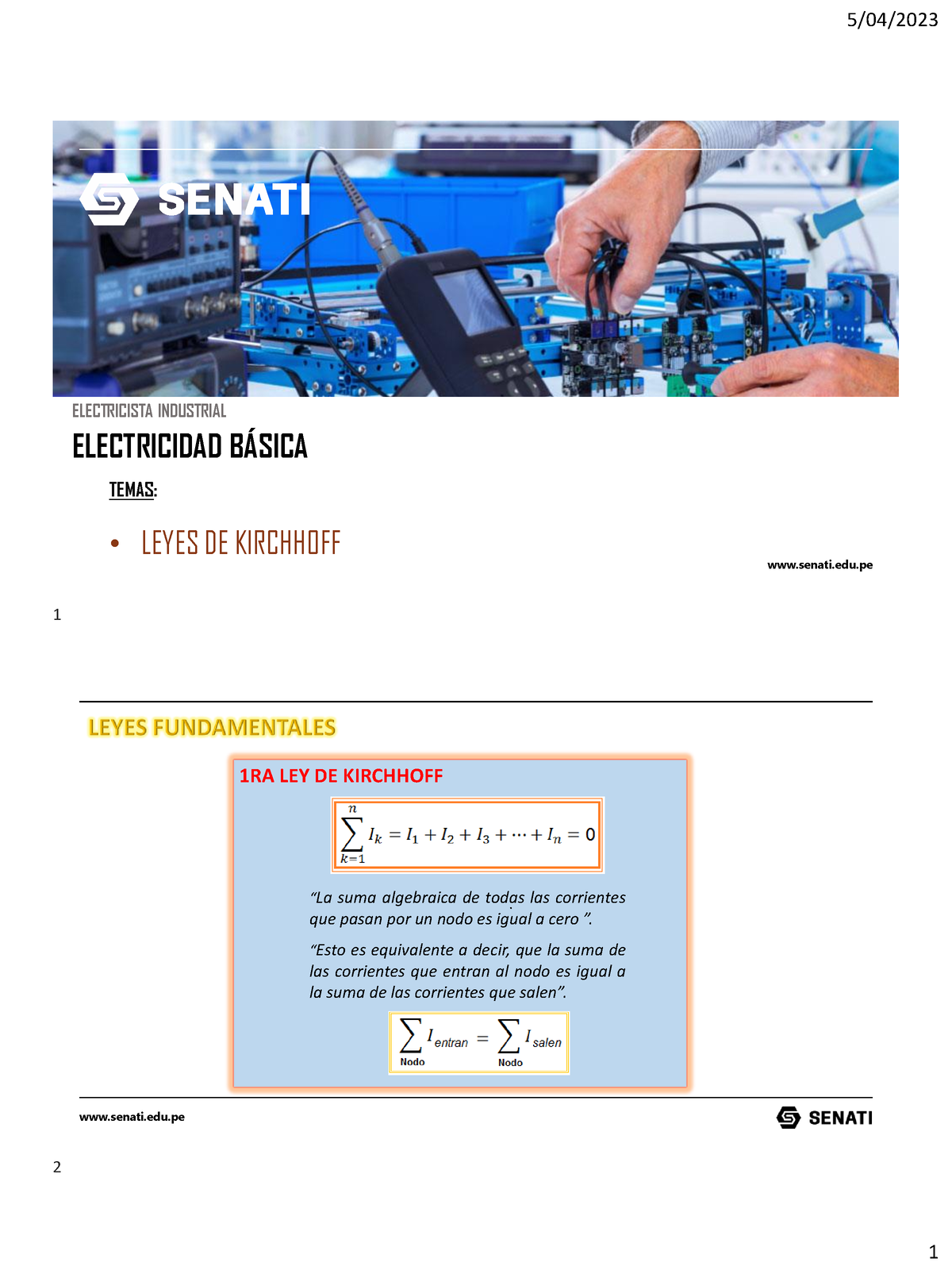 Leyes De Kirchhoff - Senati.edu ELECTRICISTA INDUSTRIAL ELECTRICIDAD B ...