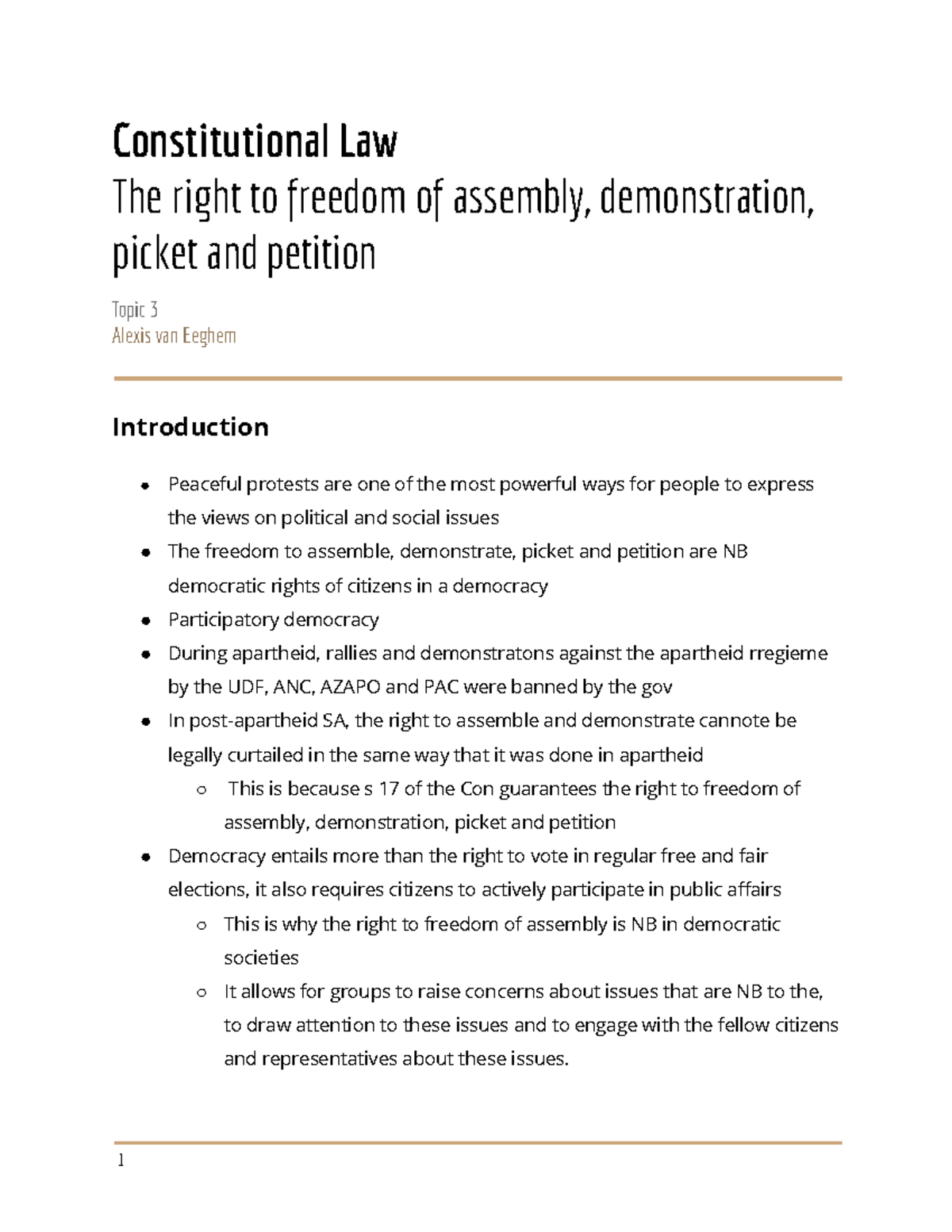 Con Law right to freedom to picket and protest Wits University Studocu