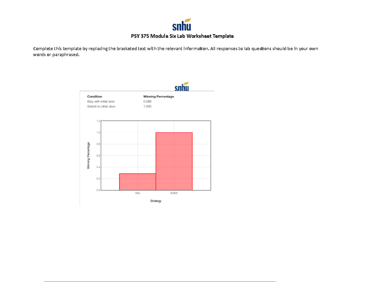 PSY 375 Module Six Lab Worksheet - All Responses To Lab Ques9ons Should ...