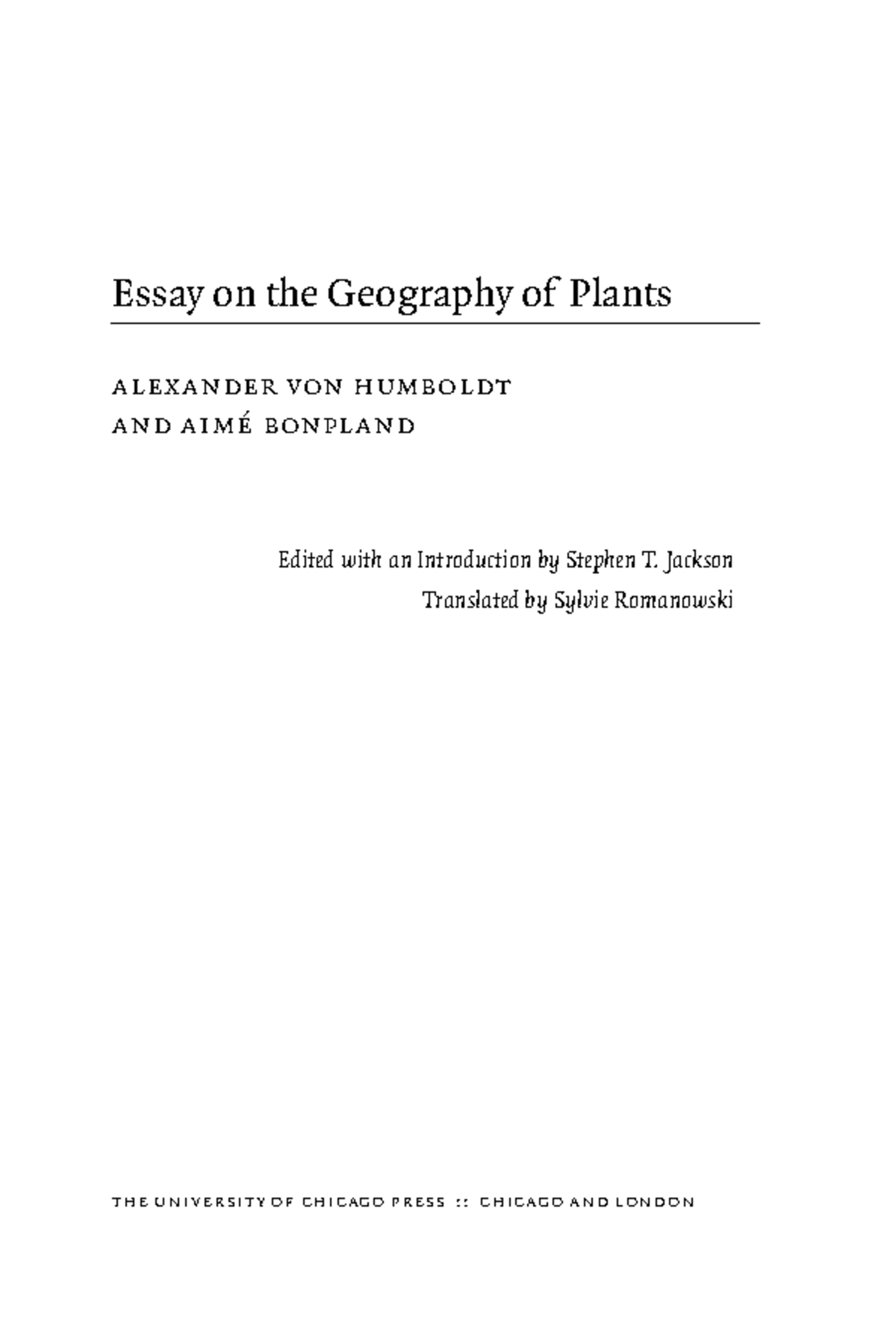 humboldt essay on the geography of plants