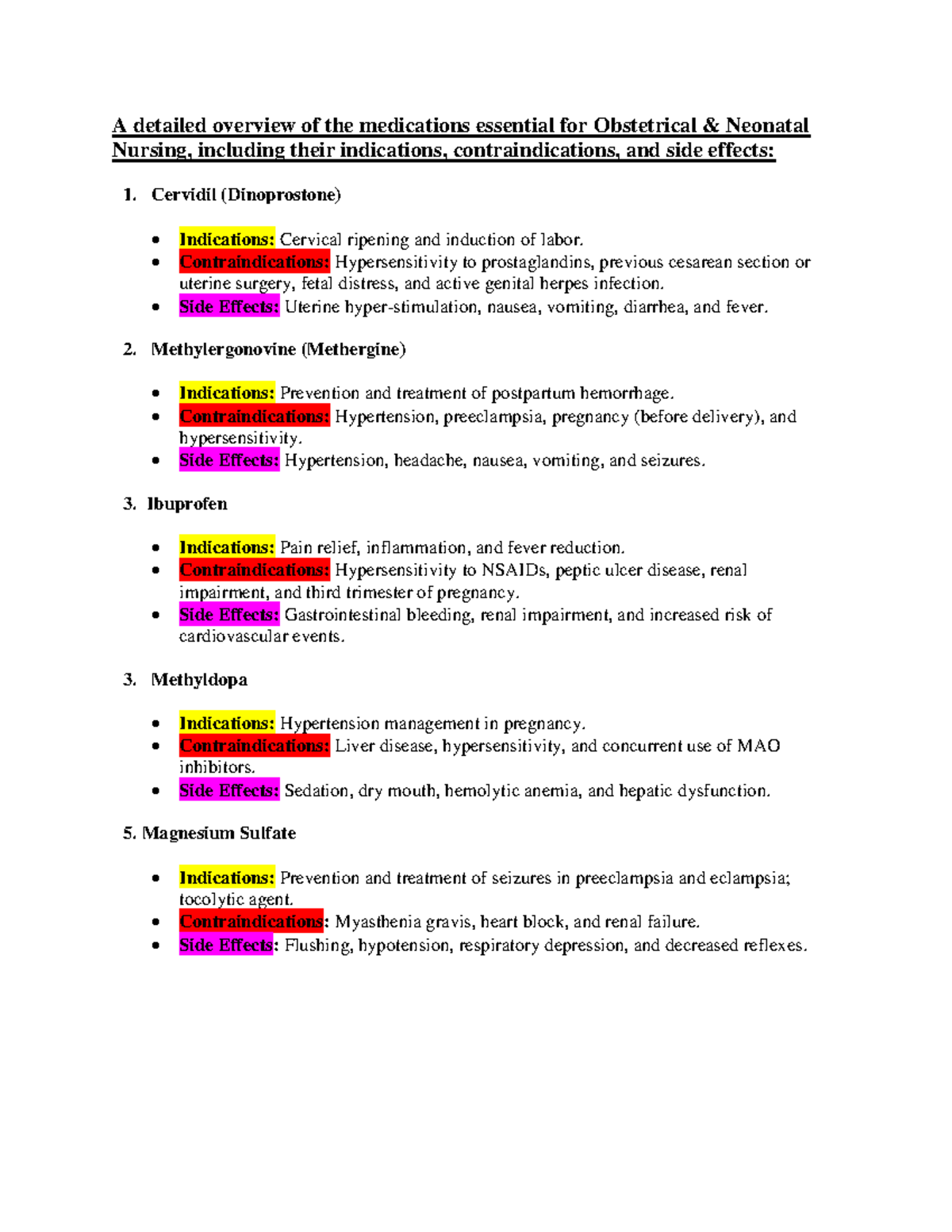 Overview of Essential OB Medications for Nursing Practice - A detailed ...