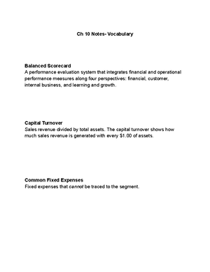 Ch 9 Notes- Vocabulary - Ch 9 Notes- Vocabulary Budget Committee A ...