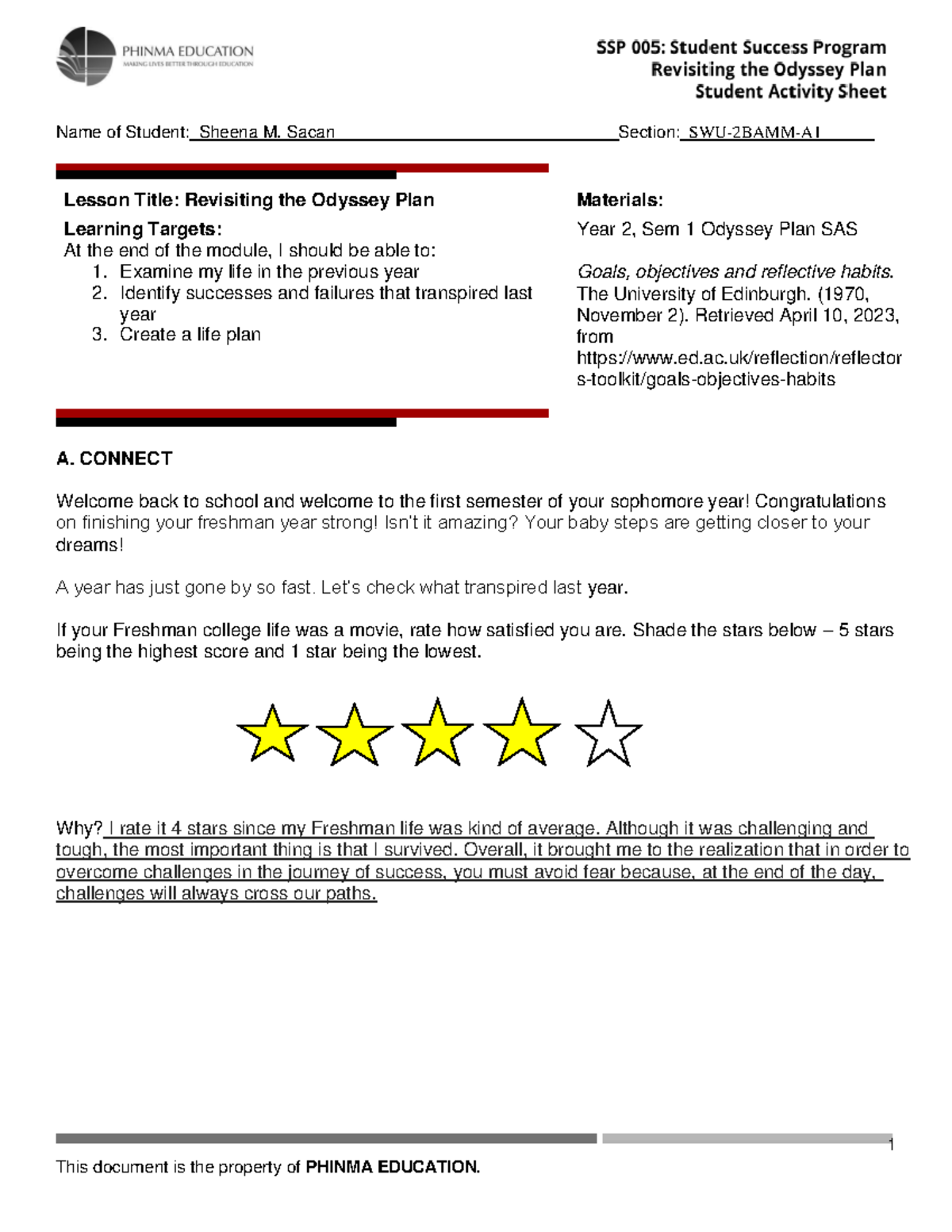 1) SSP 005 Odyssey Plan SAS - 1 Lesson Title: Revisiting the Odyssey ...
