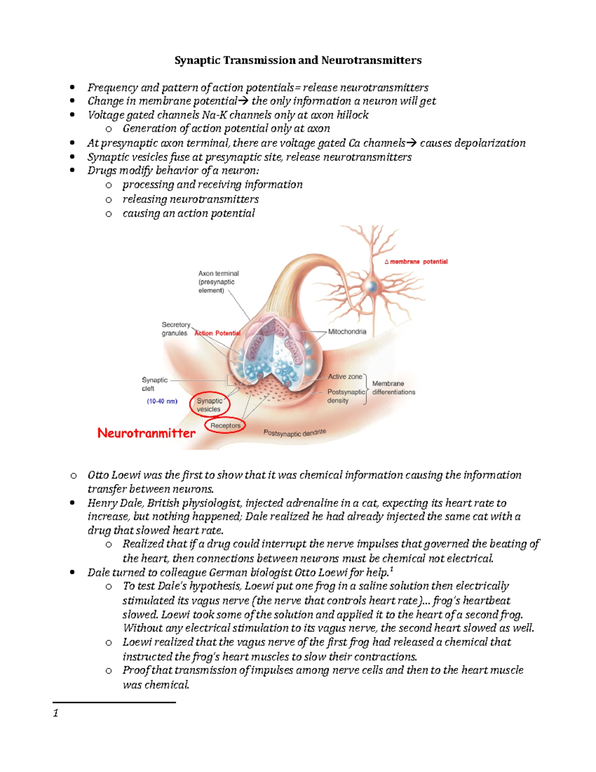 3 Synaptic Transmission and Neurotransmitters - Henry Dale, British ...