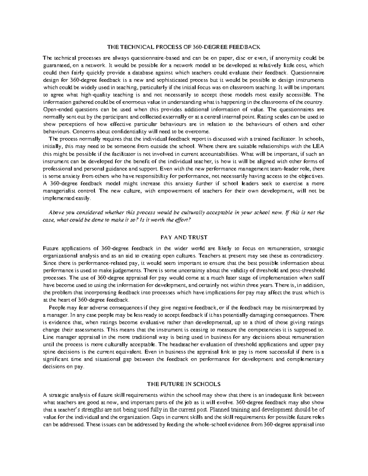 THE Technical Process OF 360- Degree Feedback - THE TECHNICAL PROCESS ...