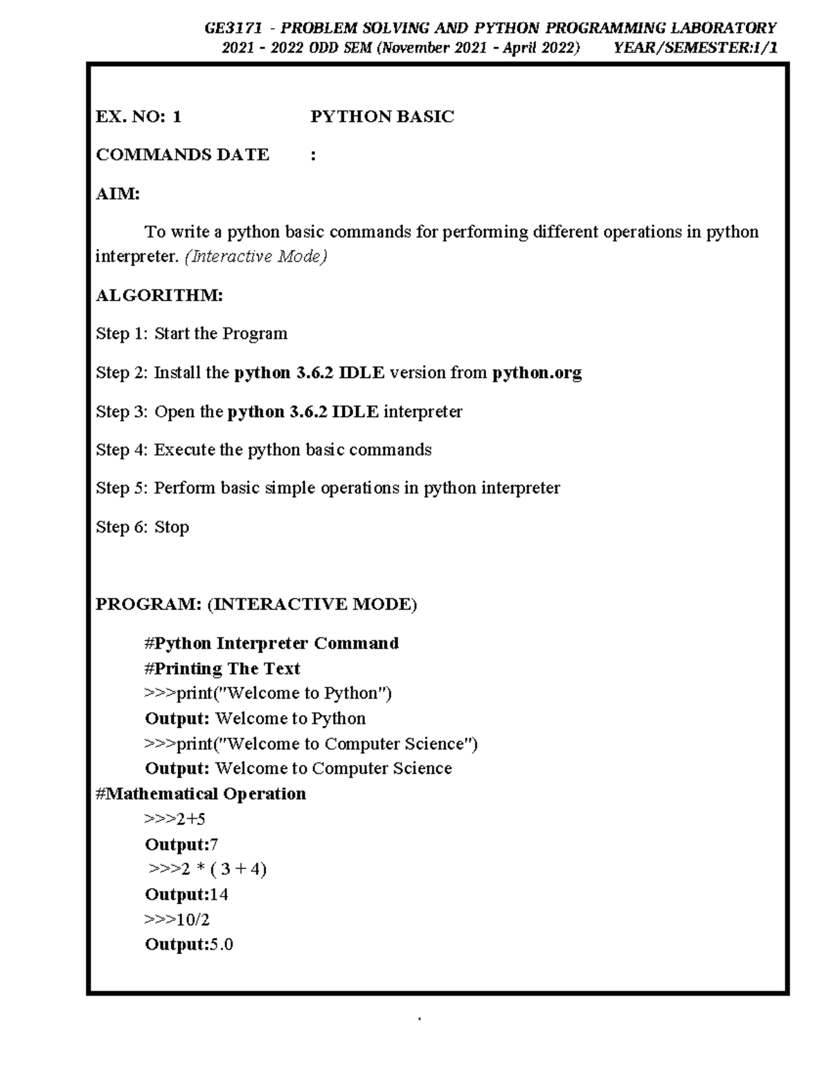 GE3171 PSPP LAB Manual R-2021 Updated On 06.12.2021-NEW - 2021 – 2022 ...