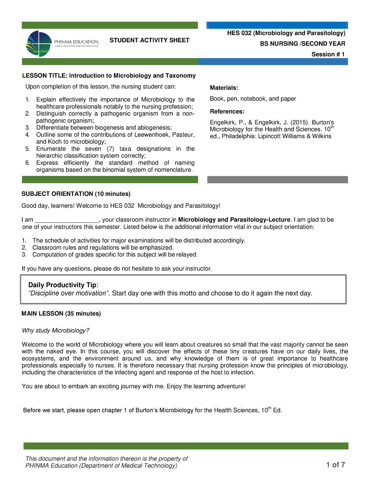 Microbio LEC - Lec Sas 1 - This Document And The Information Thereon Is ...