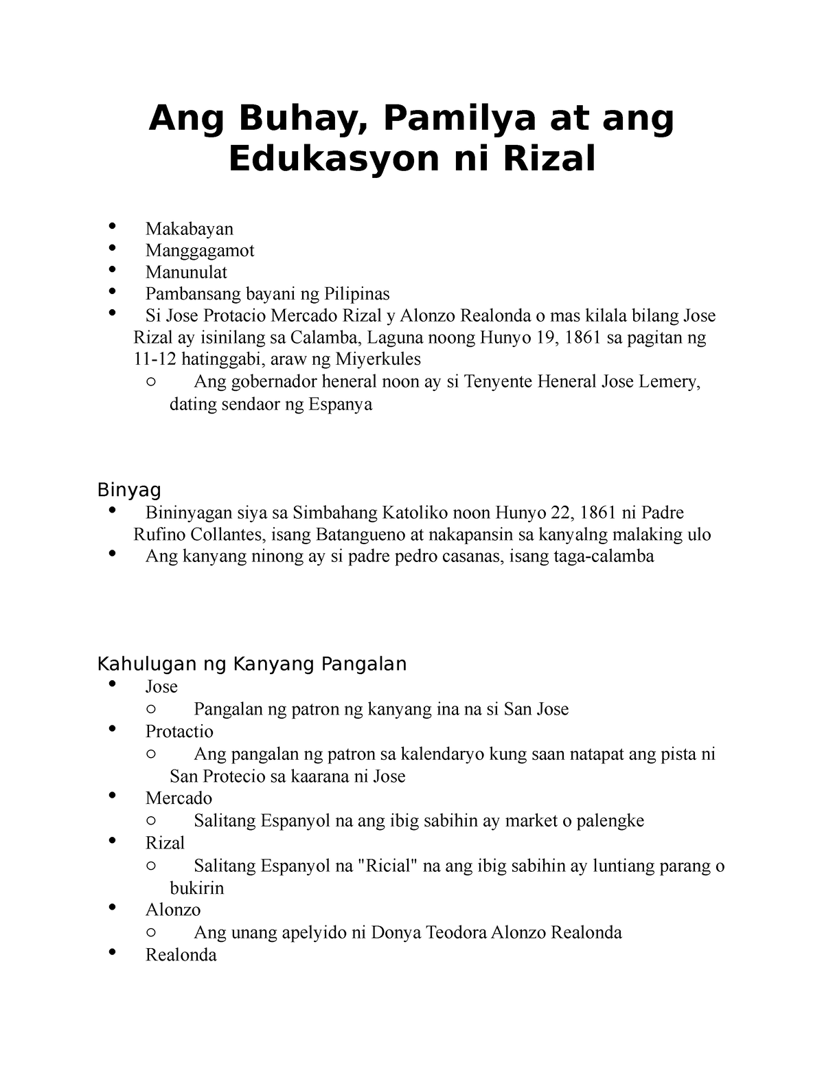 Ang Buhay, Pamilya At Ang Edukasyon Ni Rizal - Si Rizal Ay Pampito Sa ...