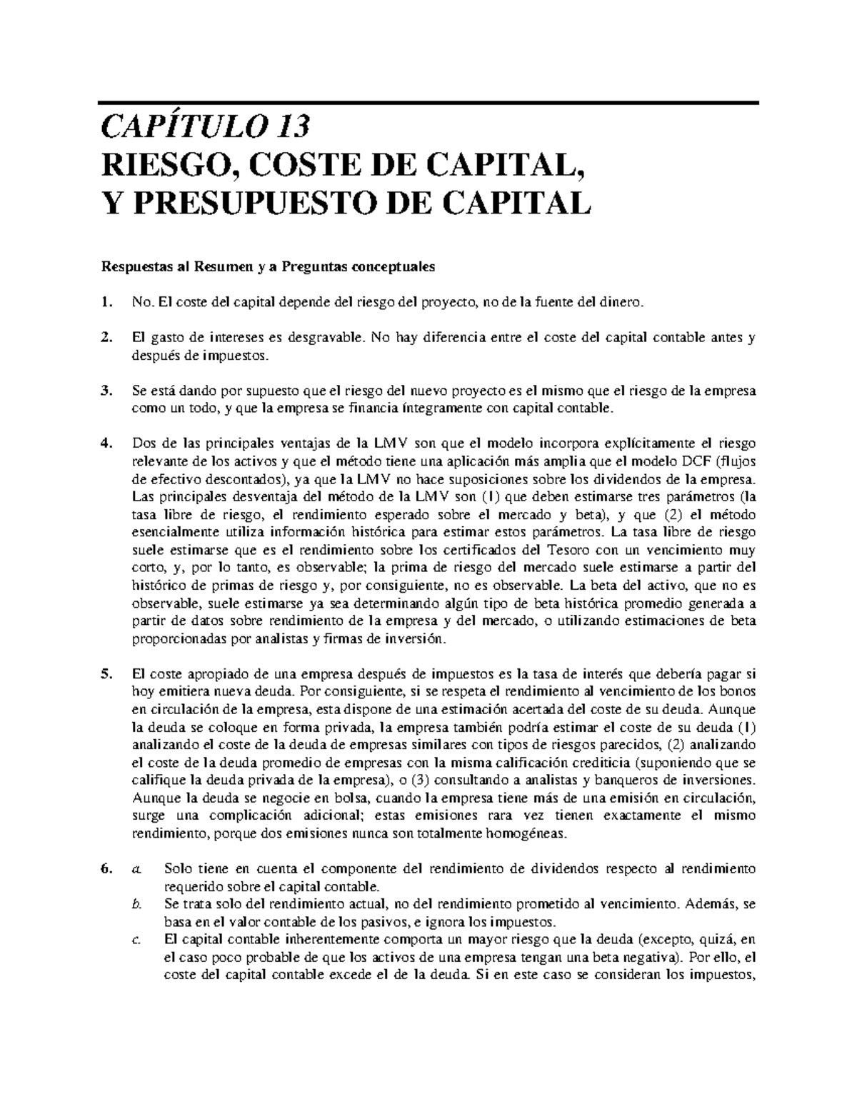 Solucionario Ross Intro Finanzas Capitulo 13 Respuestas Al Resumen ...