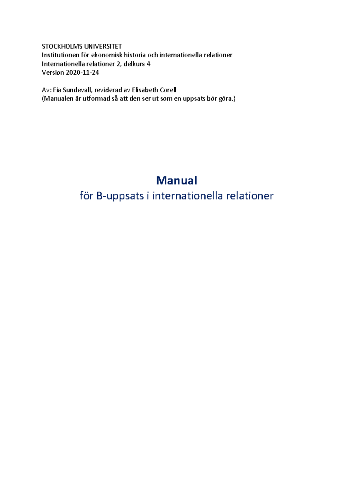 Manual För B-uppsats I IR HT2020, Manual För Skrivande Av B-uppsats I ...