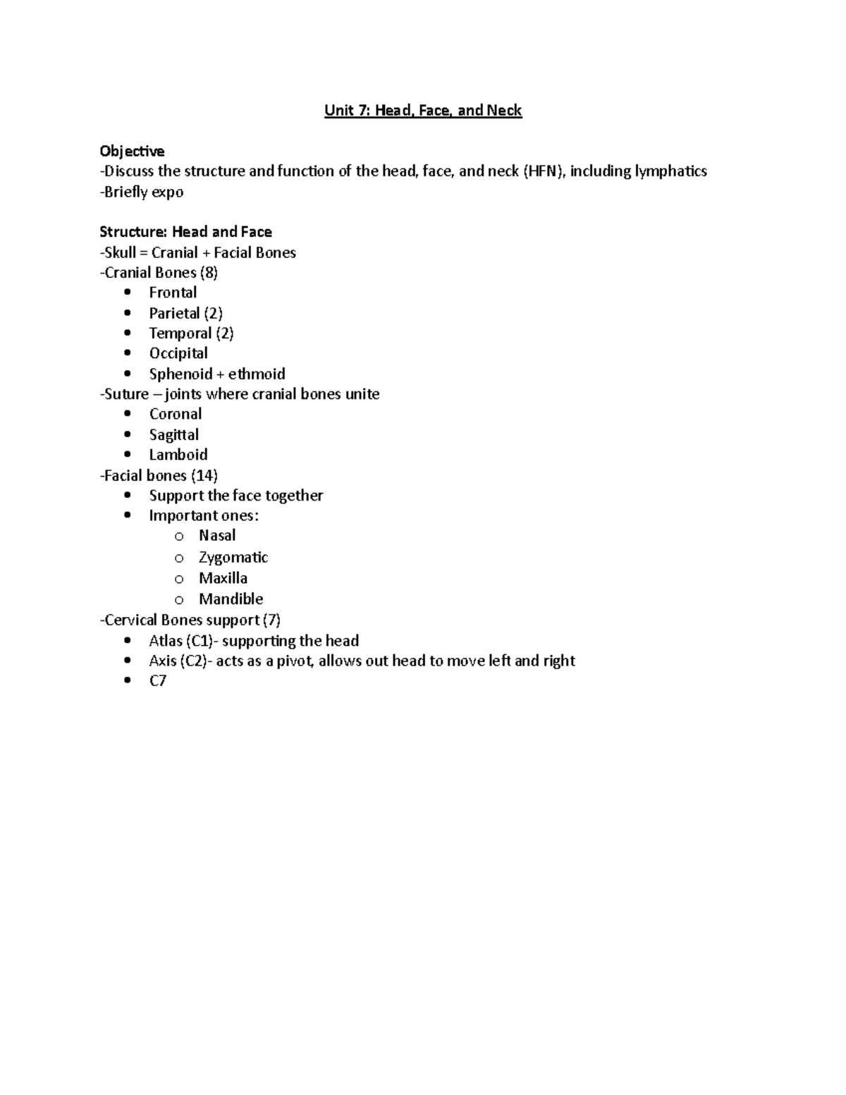 Unit 7 - Head, Face and Neck Assessment - Unit 7: Head, Face, and Neck ...
