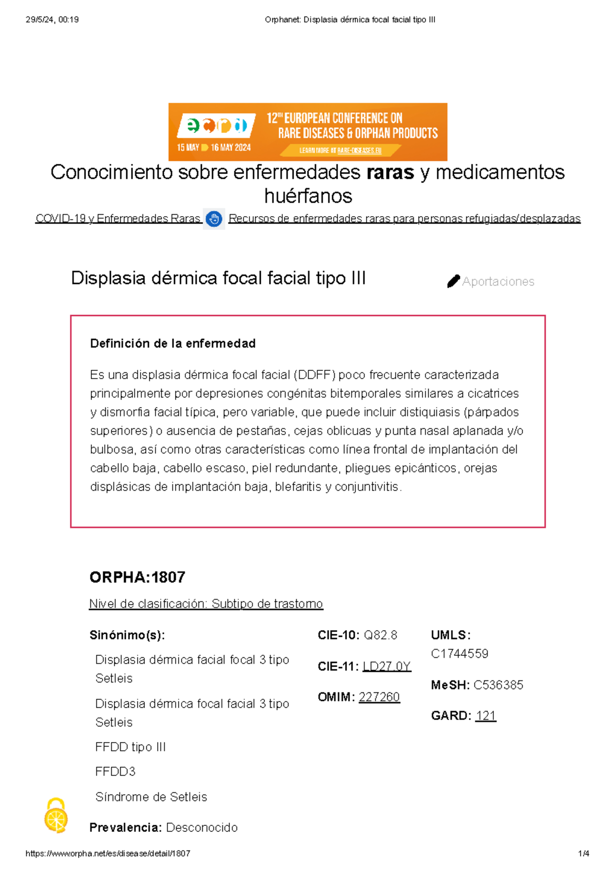 Orphanet Displasia Dérmica Focal Facial Tipo III - Conocimiento Sobre ...