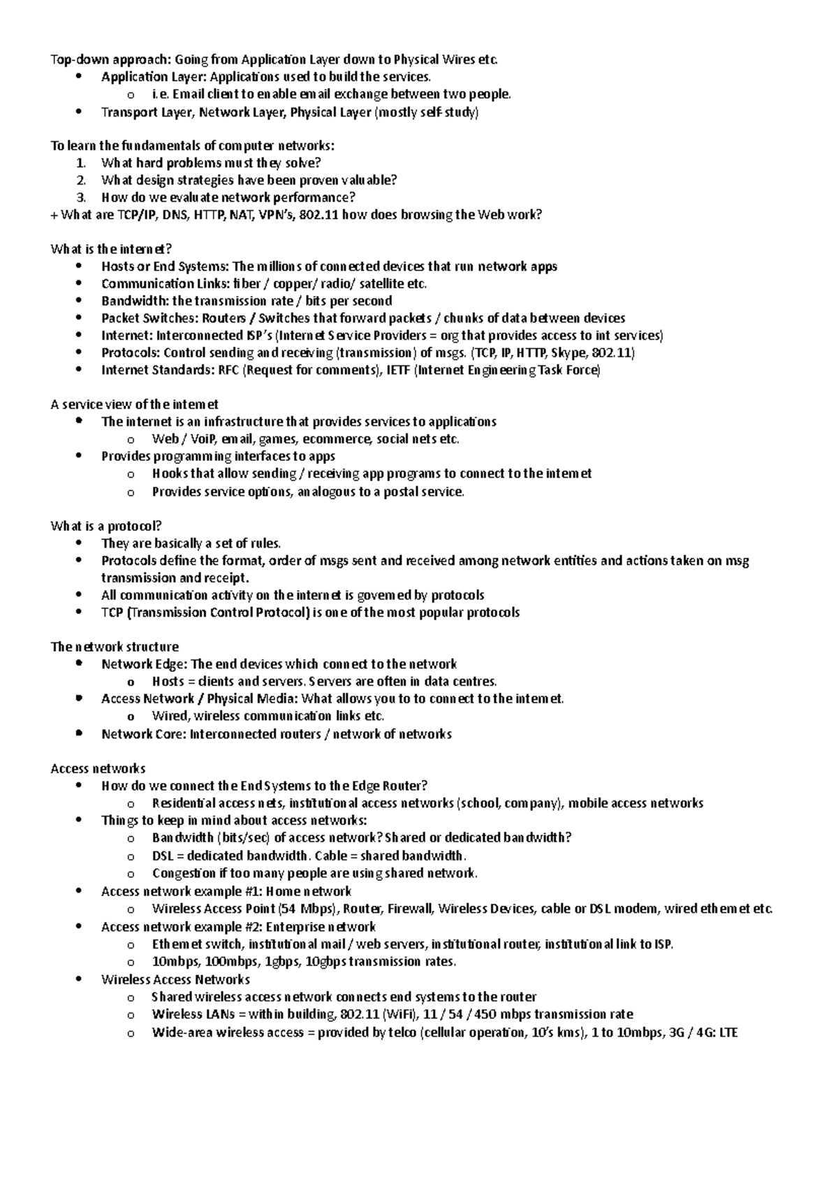 W1 - Week 1 Summary for Computer Network and Applications. In detail ...