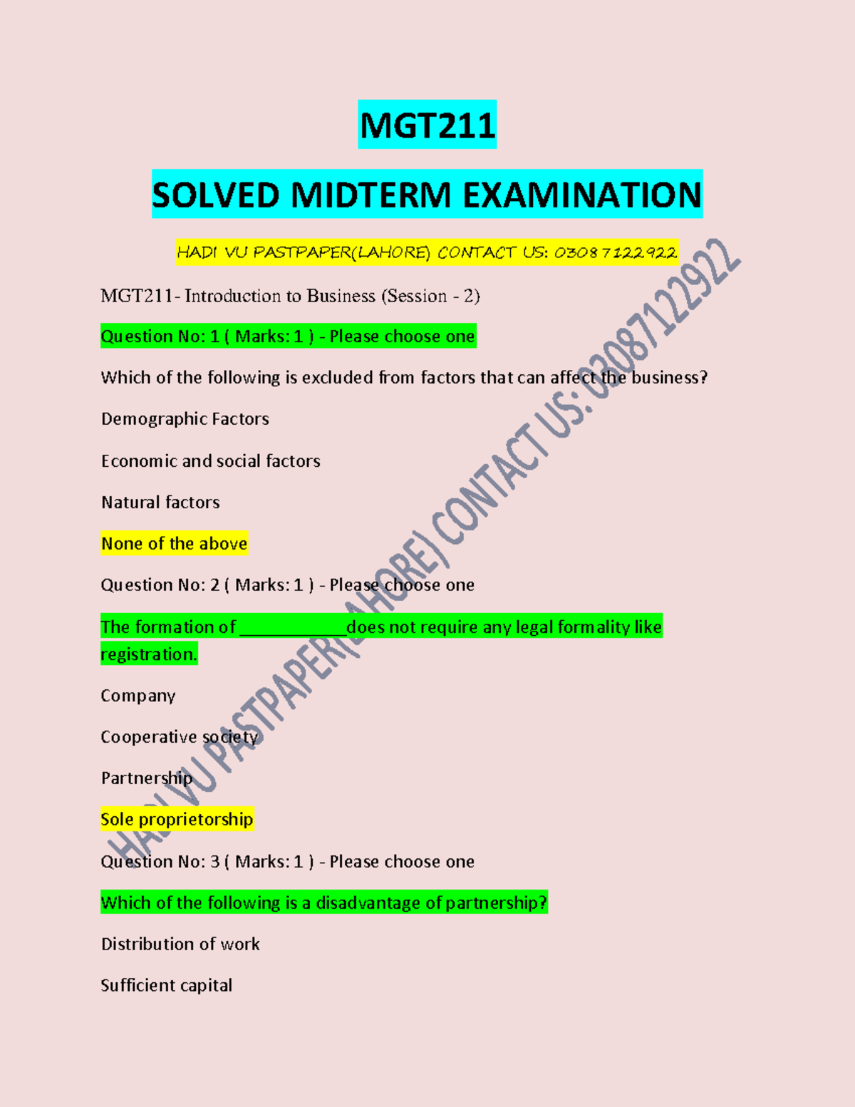 MGT211 Midterm FILE 2 Solved BY TEAM HADI - MGT SOLVED MIDTERM ...