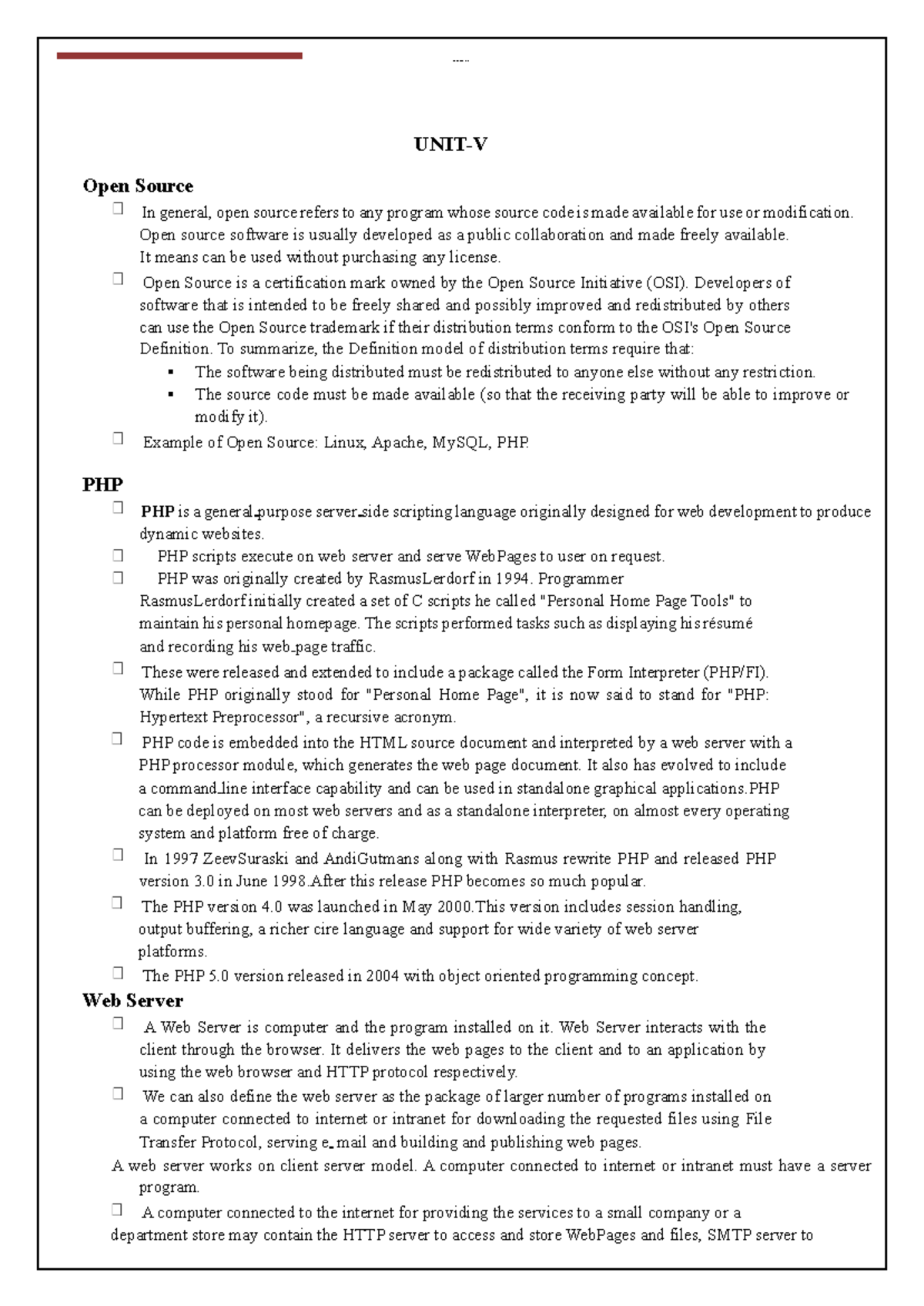 UNIT - 5 WT Notes - UNIT-V Open Source In general, open source refers ...