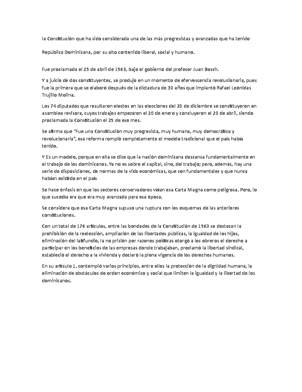 La constitución de 1963 Expocisión la Constitución que ha sido