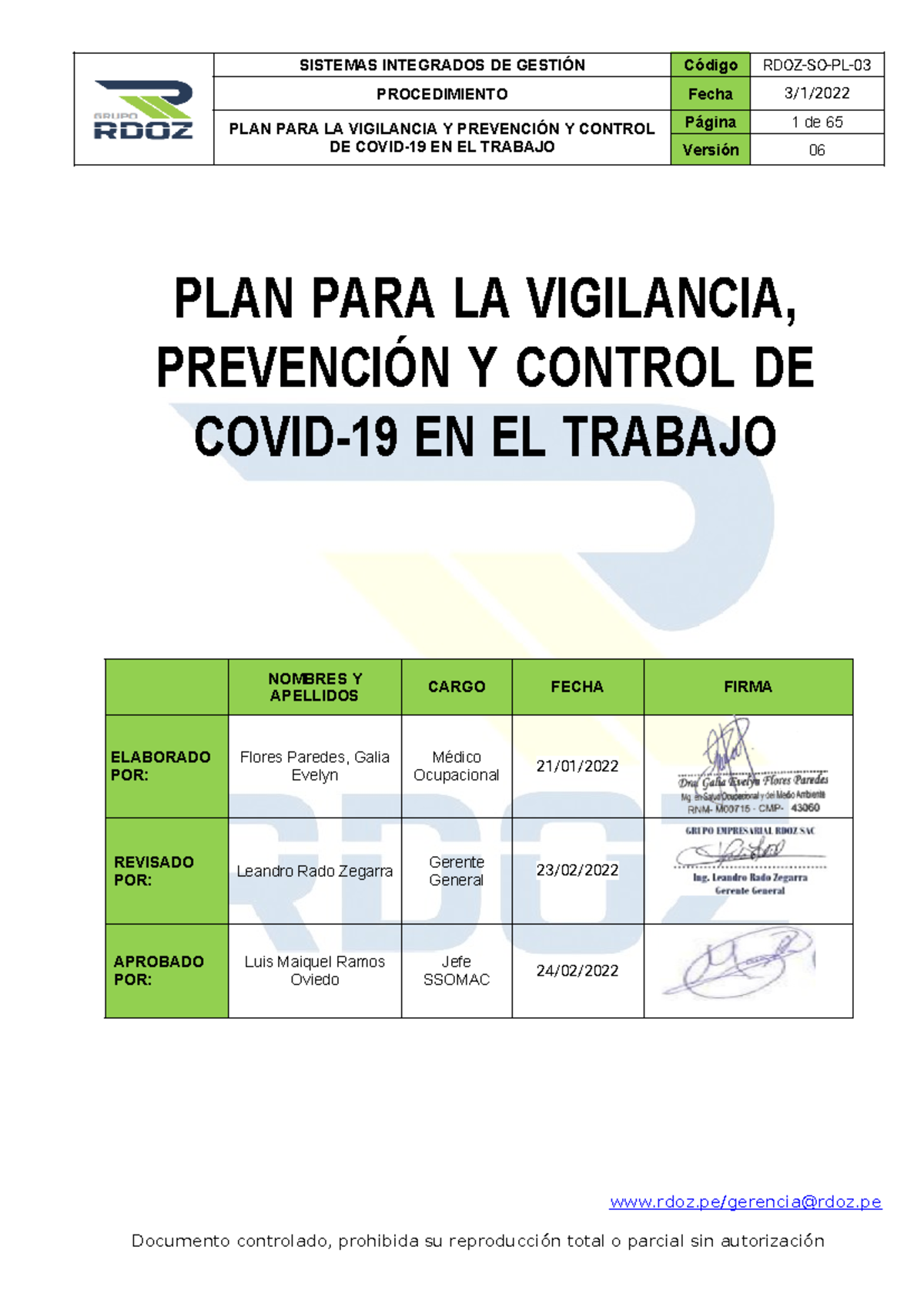 Plan para la vigilancia, prevención y control de Covid-19 en el trabajo ...