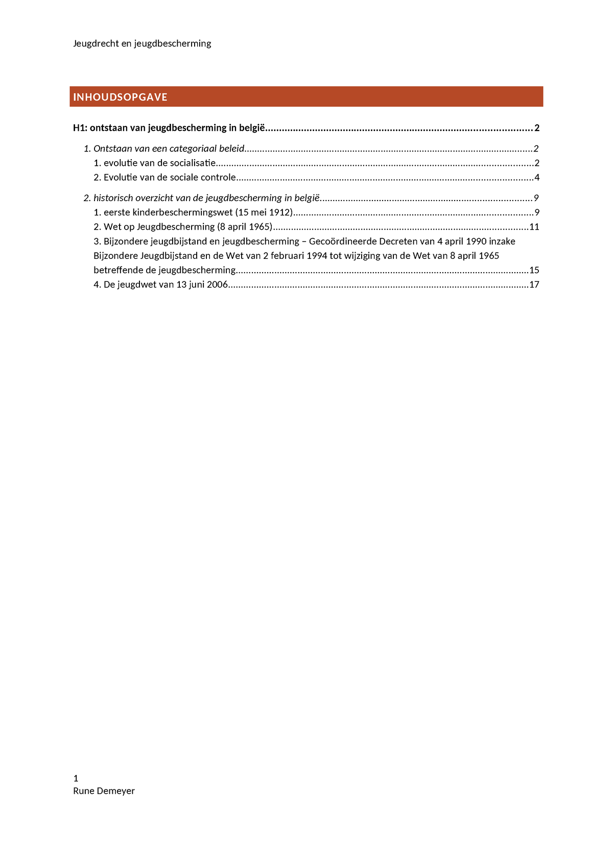 Jeugdrecht En Jeugdbescherming H1 - INHOUDSOPGAVE H1: Ontstaan Van ...