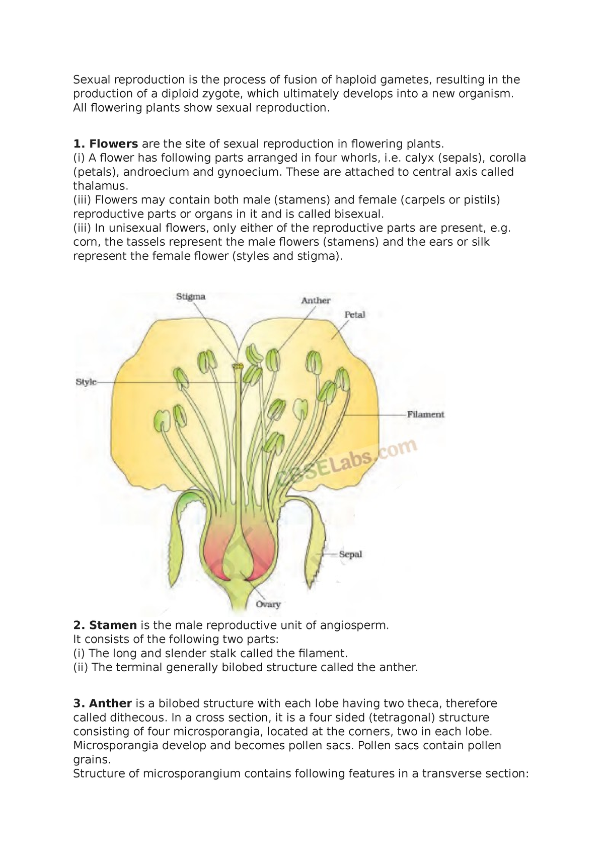 Sexual reproduction in flowering plants - Sexual reproduction is the ...