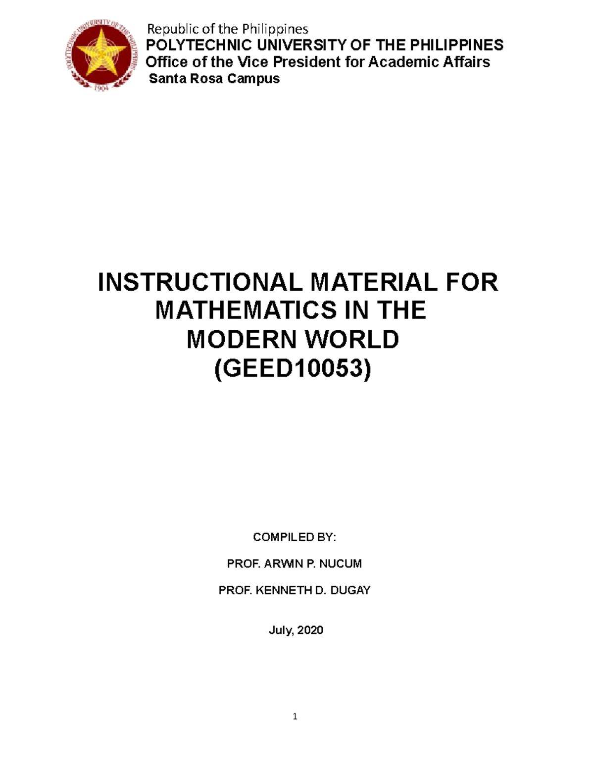 thesis about instructional materials in mathematics