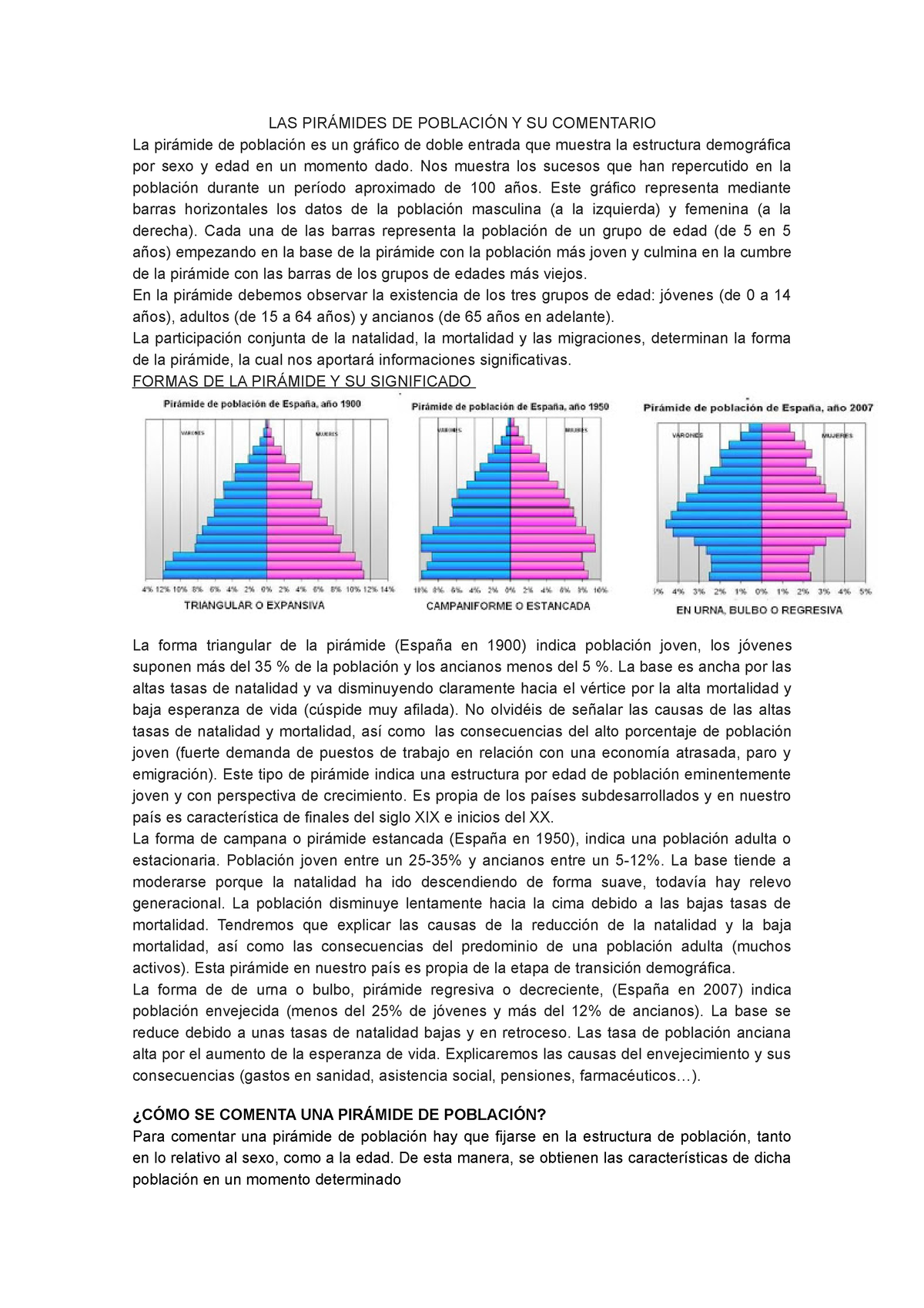 Como Se Comenta Una Piramide Las PirÁmides De PoblaciÓn Y Su Comentario La Pirámide De