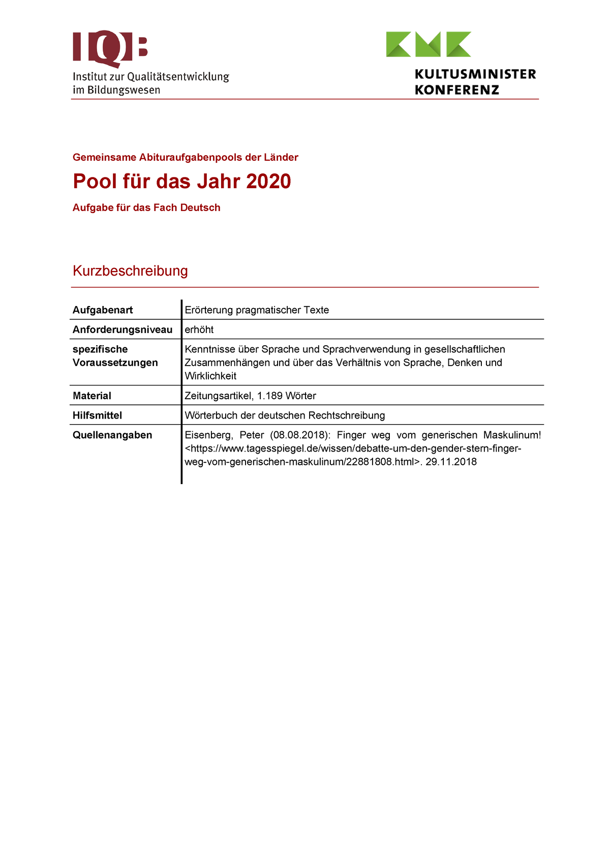 2020 D Eroerterung Pragmatischer Texte Erhoeht 1 - Gemeinsame ...